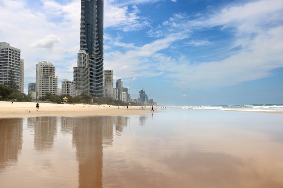 Stunning skyline view of Surfers Paradise Beach in Queensland, Australia.